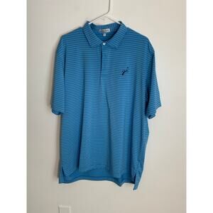 Peter Millar Striped Blue "Waterfall" Lake Burton Polo Men's size XL‎